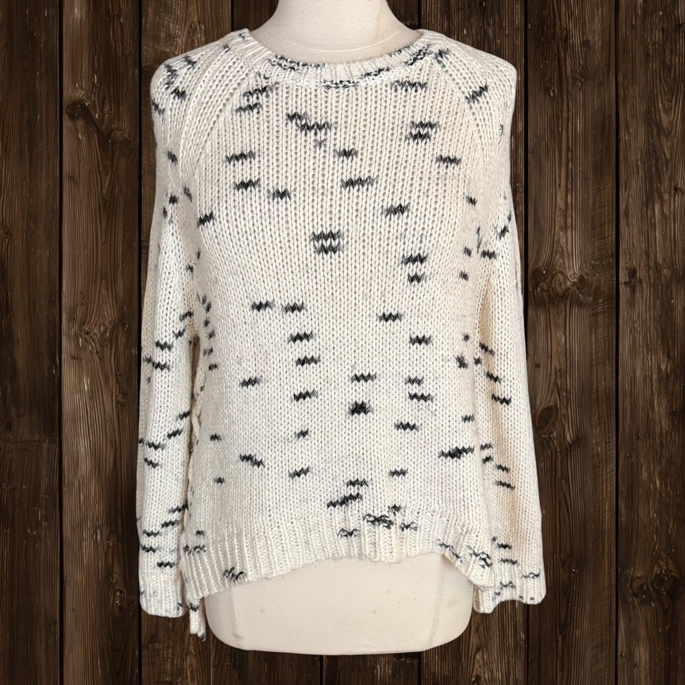 Aqua Brand by Bloomingdales Sweater Sz S Oversized Lace Up HiLo Cotton Blend Fun